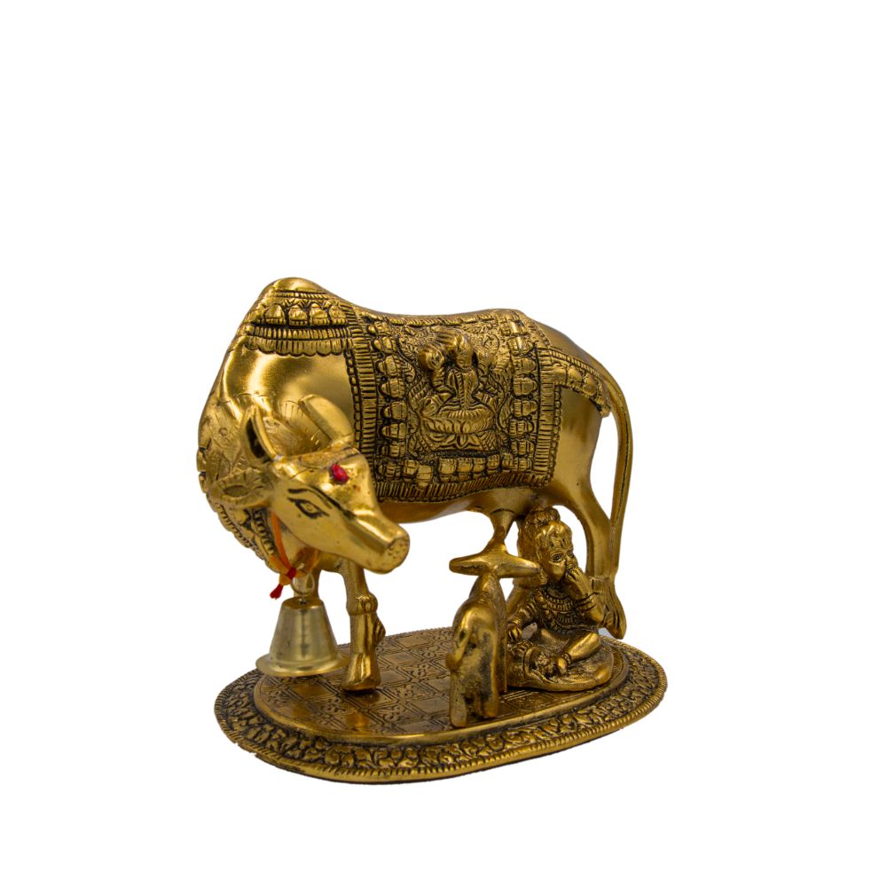  Metal Kamdhenu Cow with Laddu Gopal