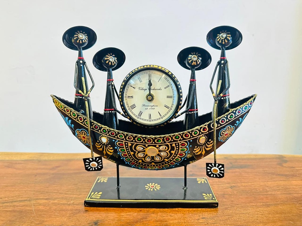 Iron Boat With Table Clock