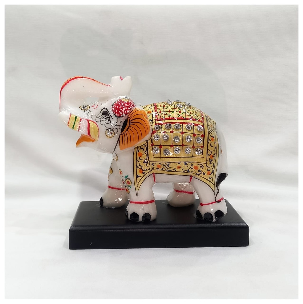 Marble Elephant 3"on Wooden Base 