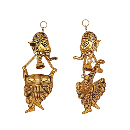 Metal Musical Ganesha Wall Hanging Set of 2