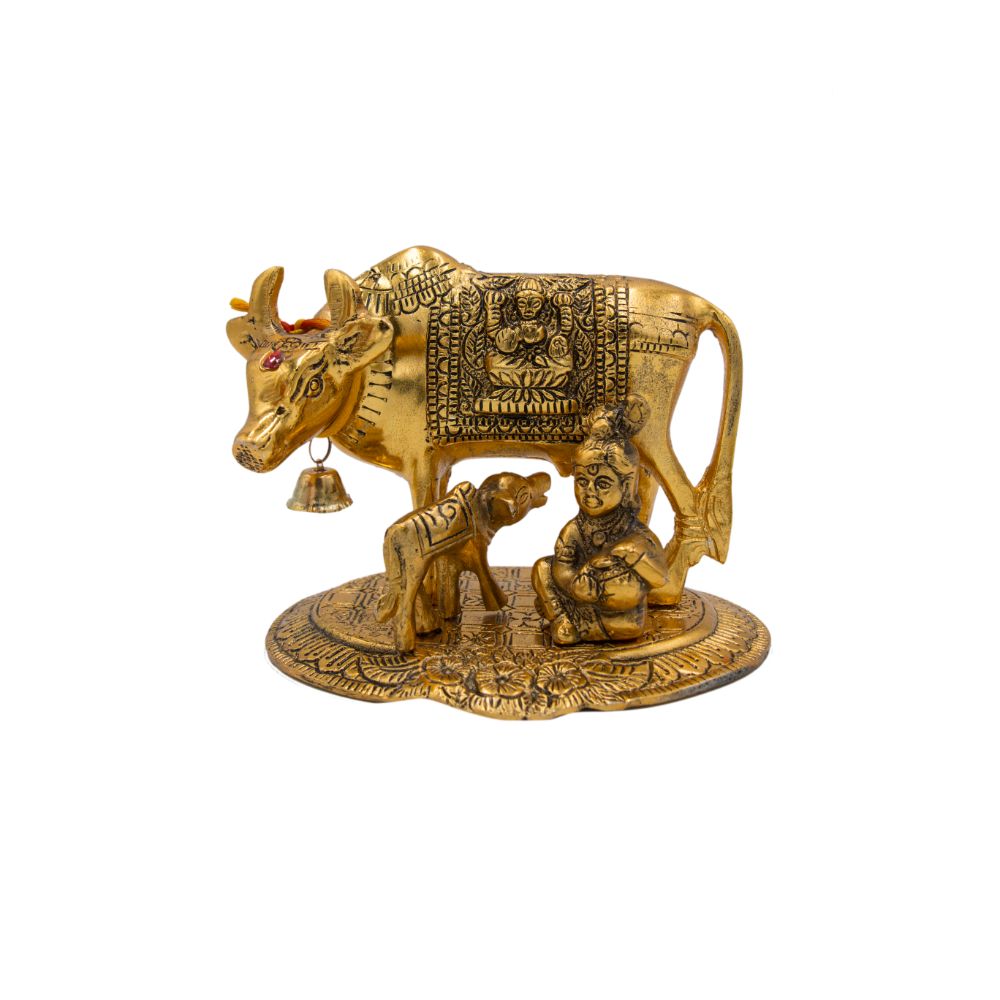  Metal Kamdhenu Cow with Laddu Gopal