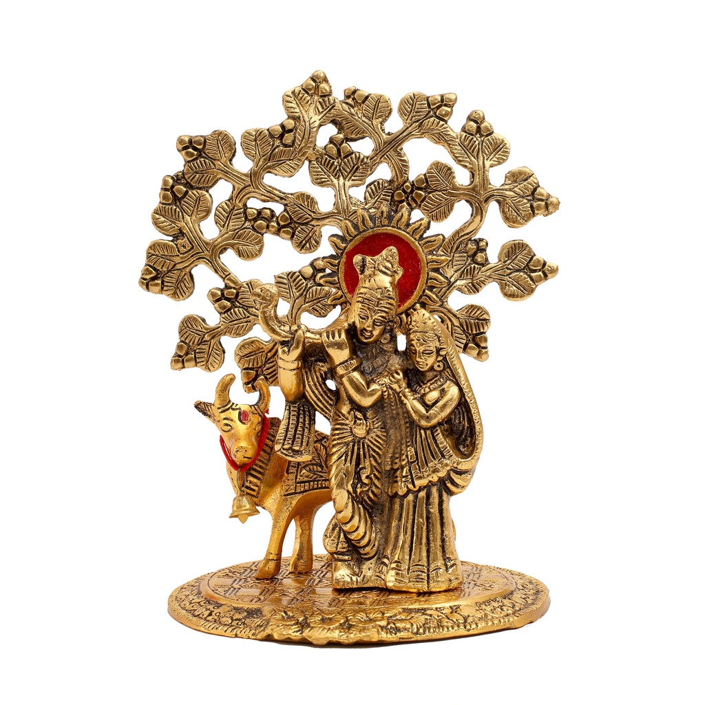  Metal Radha Krishna With Cow and Tree