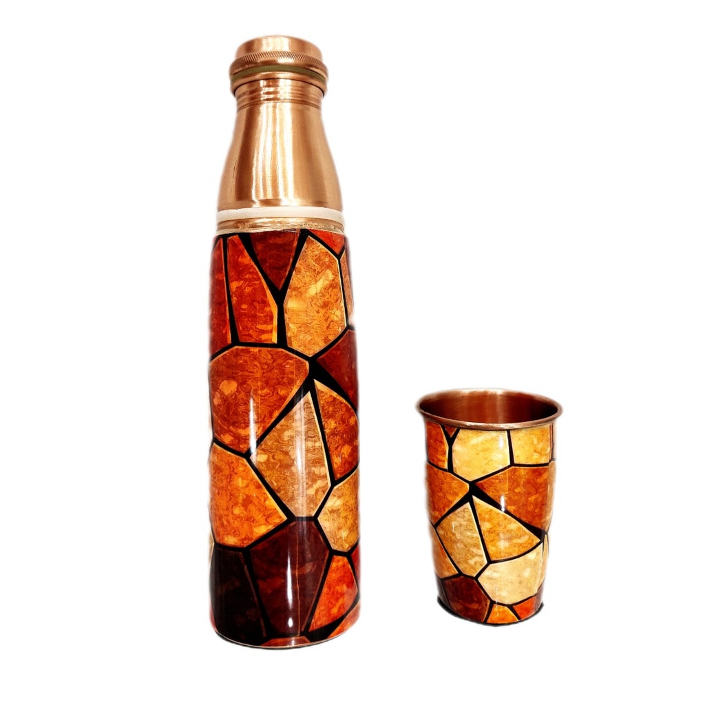 Copper Designer Bottle and Glass