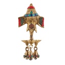 Brass Ganesha Wall Hanging With Oil Lamps and Bell