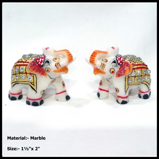 [Marble Showpieces] Marble Elephant 2"Showpieces Set of 2