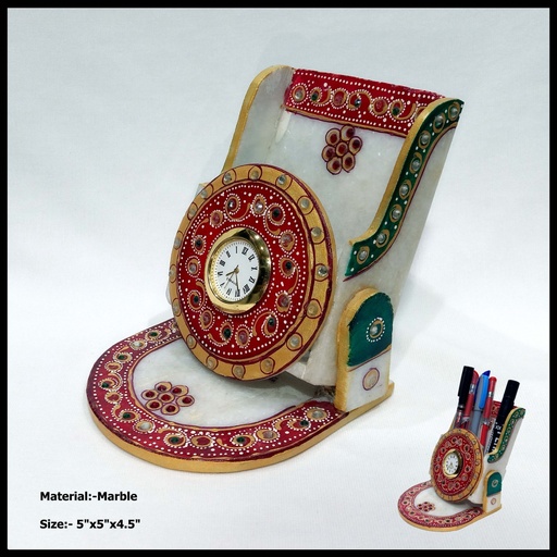 [Marble Showpieces] Mable Mobile Holder With Clock