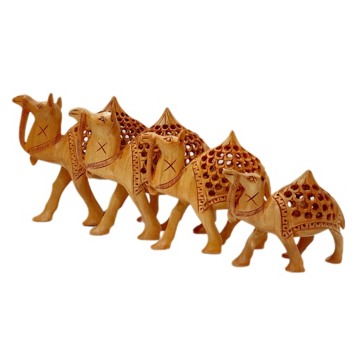 Wooden Carving Camel Set of 4